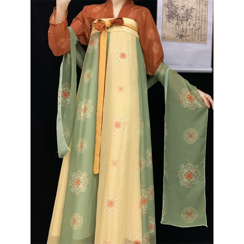 Han And Tang One-Piece Chest-Length Printed Dreen