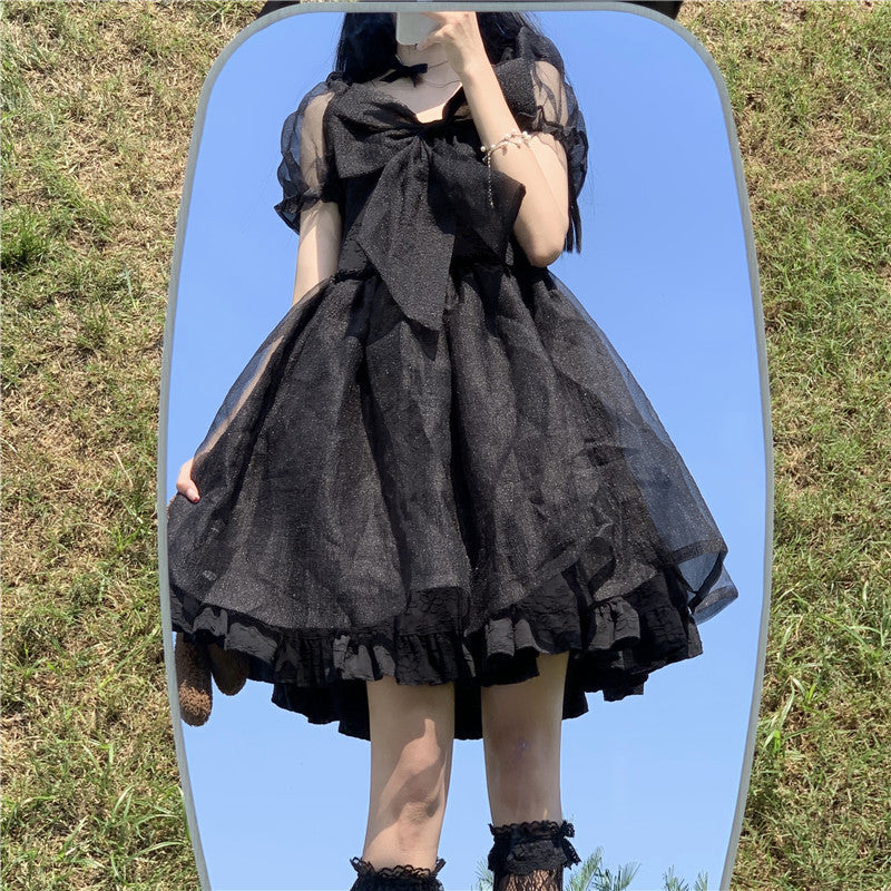 Vestido Lolita con cintura estrecha y falda abullonada