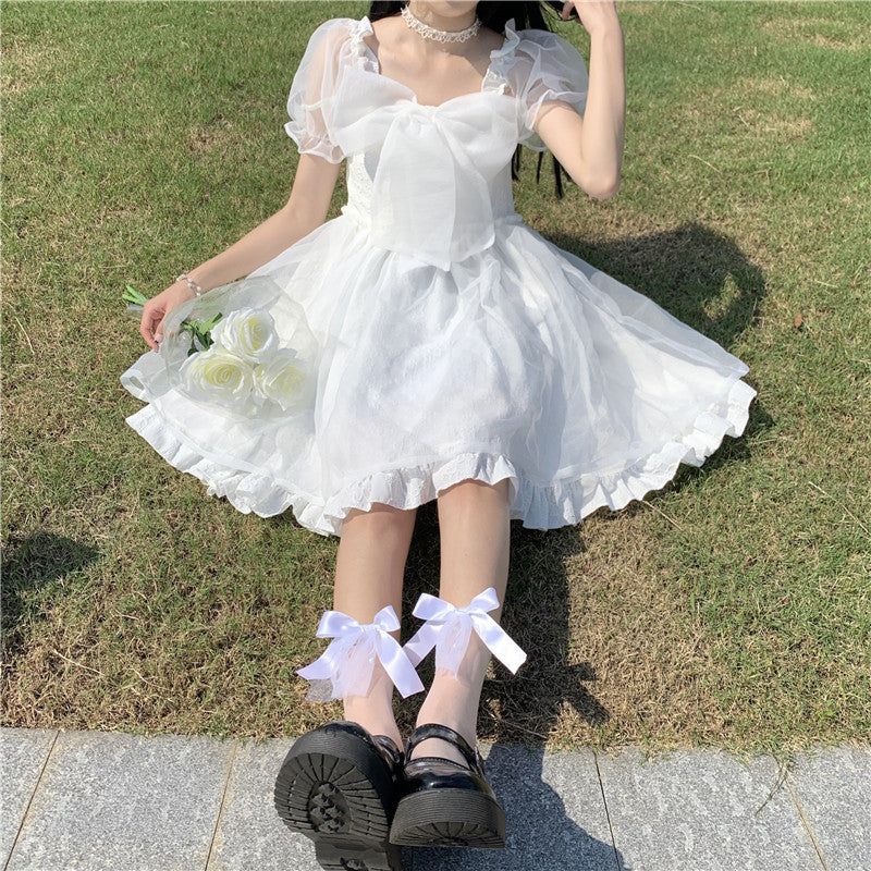 Vestido Lolita con cintura estrecha y falda abullonada