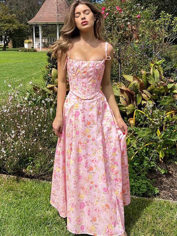 Vestido halter con diseño de espiga y patchwork floral