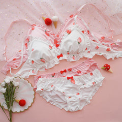 Cute Strawberry Bra Underwear Set