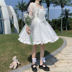 Vestido Lolita con cintura estrecha y falda abullonada