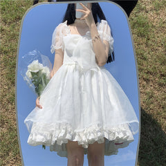 Vestido Lolita con cintura estrecha y falda abullonada