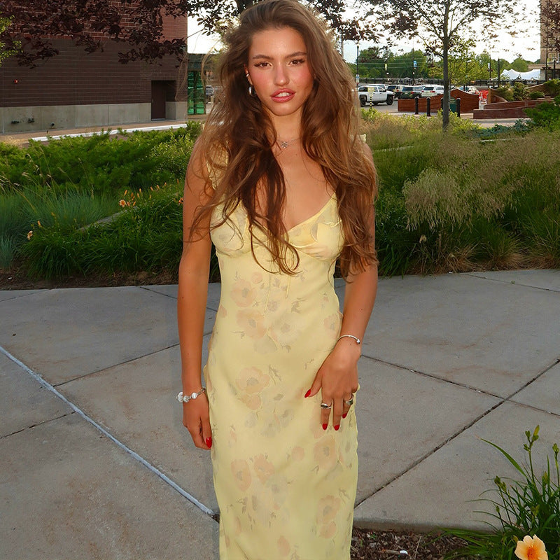 Holiday style ruffled suspender dress