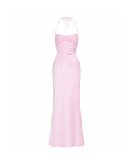 Sequined Satin Solid Color Open Back Tie Hip Dress