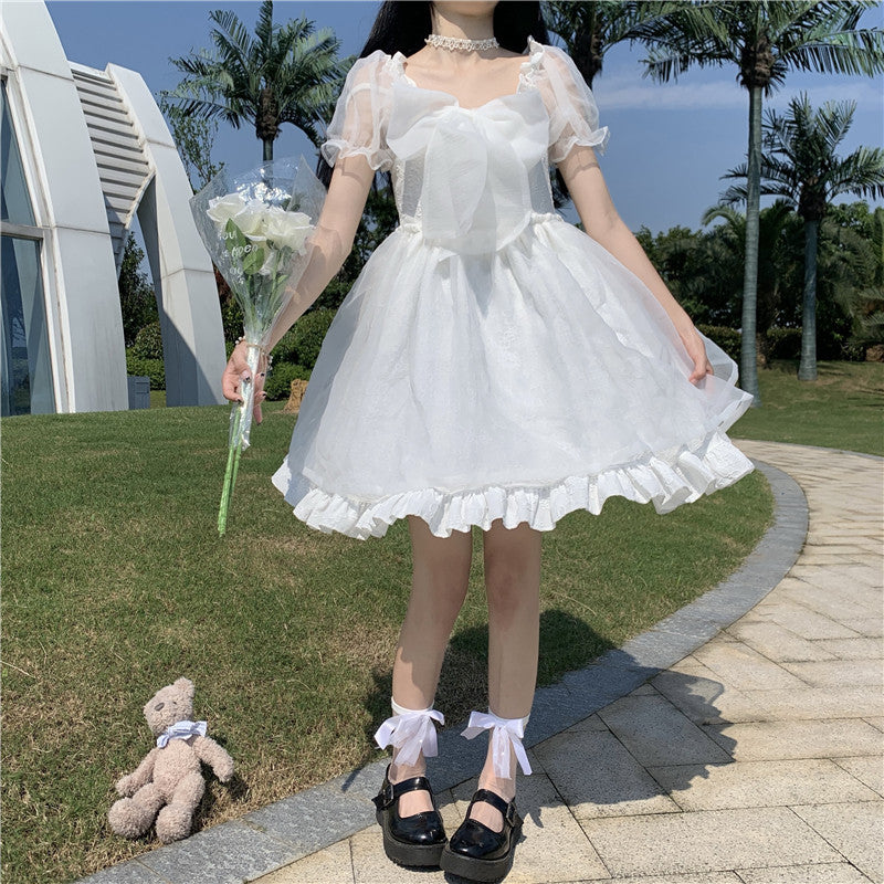 Vestido Lolita con cintura estrecha y falda abullonada