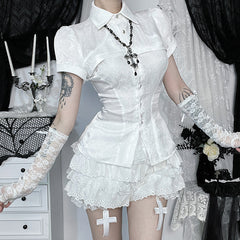 Lace panel shirt top