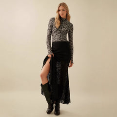 Chic jacquard hollow fishtail skirt