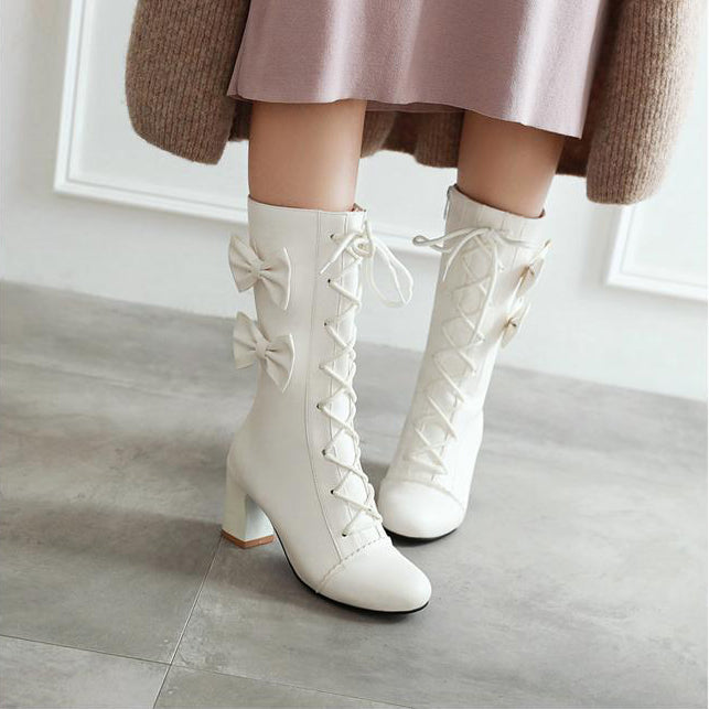 Sweet Lace Bow Boots