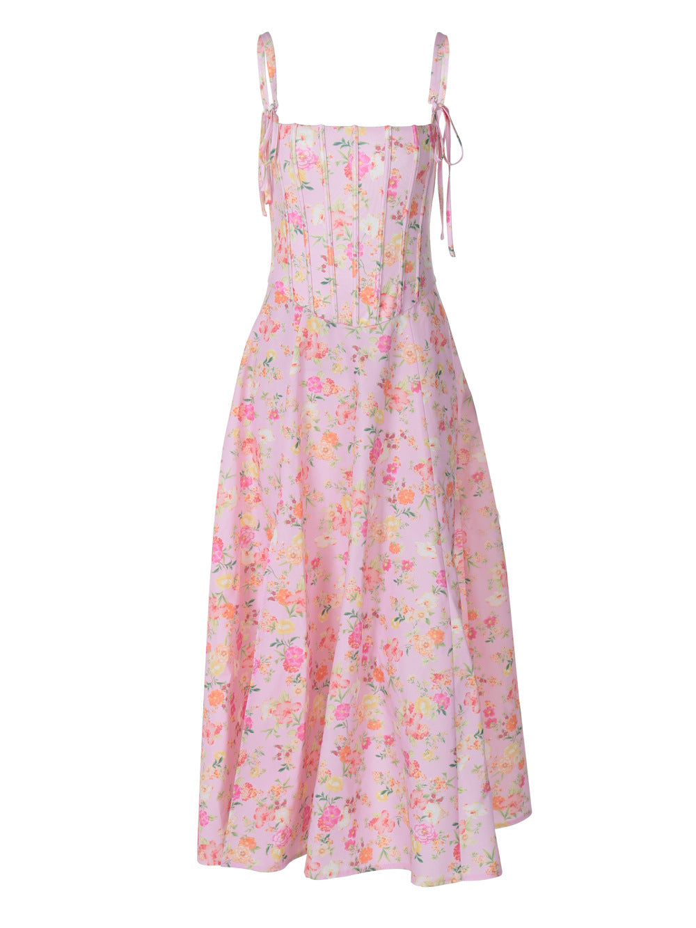 Vestido halter con diseño de espiga y patchwork floral