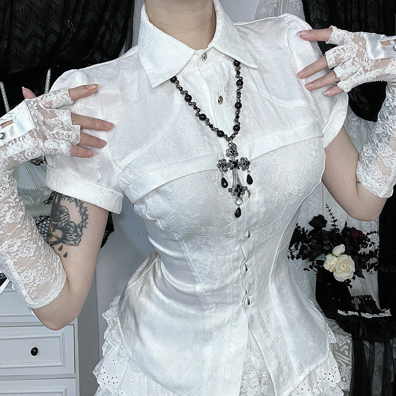 Lace panel shirt top