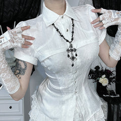 Lace panel shirt top