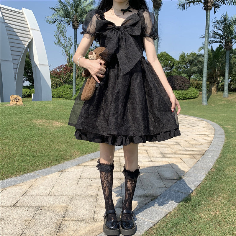 Vestido Lolita con cintura estrecha y falda abullonada