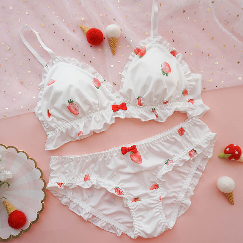 Cute Strawberry Bra Underwear Set