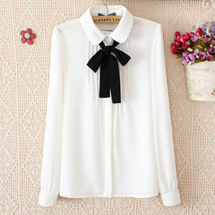 Fashion Students Bow Chiffon Blouse