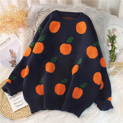 Orange Knitted Jumpers Sweater