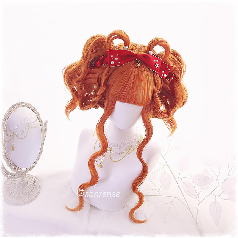 Orange Lolita Hair Wavy Cosplay Wigs