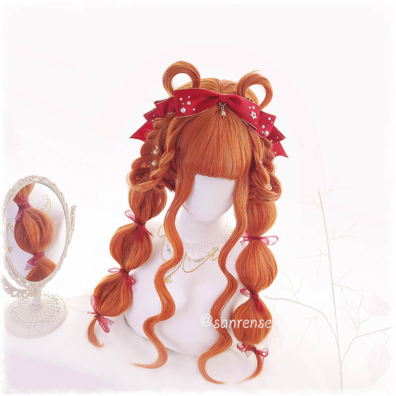 Orange Lolita Hair Wavy Cosplay Wigs