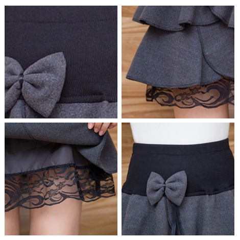 Gray/Black Bowknot Skirt