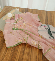 Pink Flower Cheongsam Dress