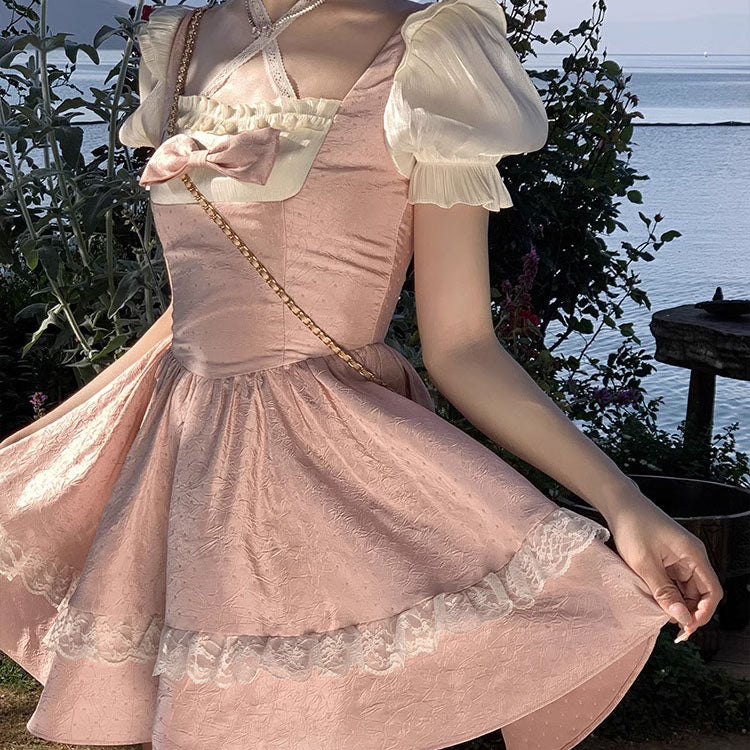 Pink Lace Bow Dress