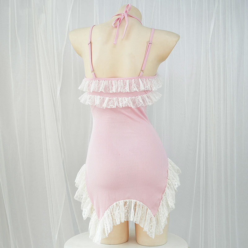 Pink Lace Sling Pajama Dress