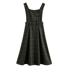 Plaid Woolen Strap Dress