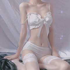 Cute Bow Cotton Underwear Bra Set