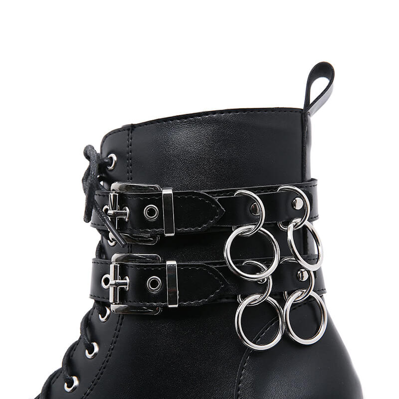 Punk Buckle Ring Platform Boots