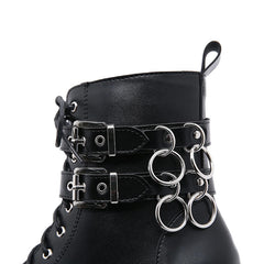 Punk Buckle Ring Platform Boots