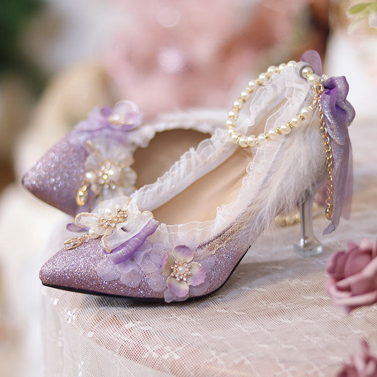 Purple Bow Flower Shoes