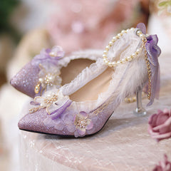 Purple Bow Flower Shoes