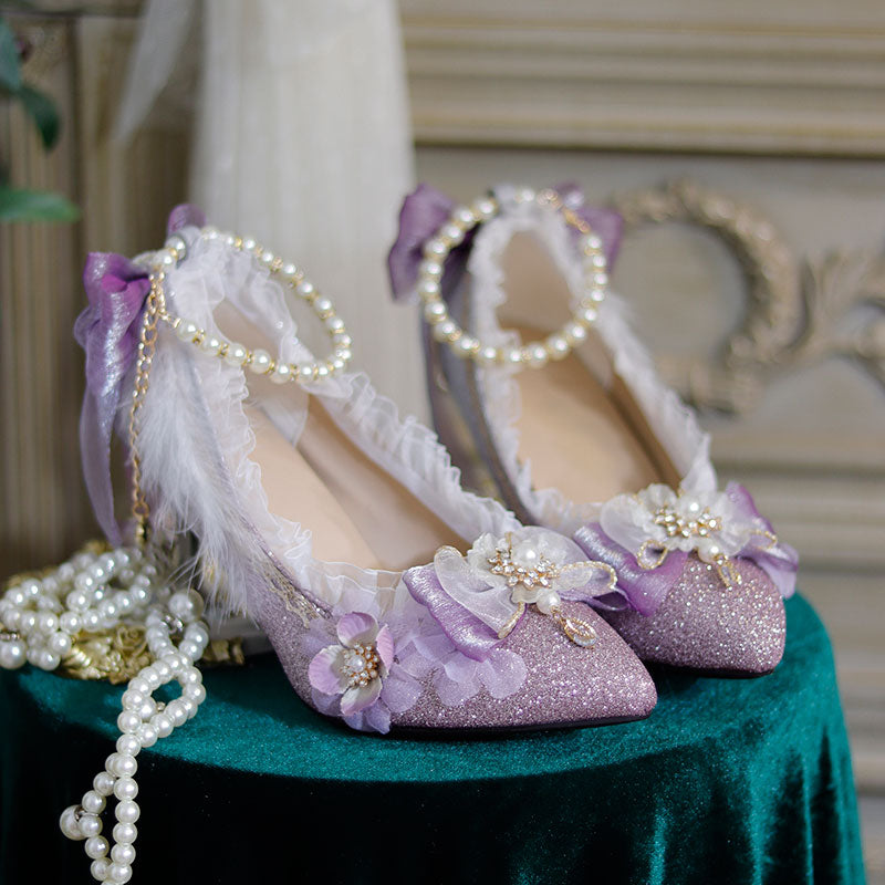 Purple Bow Flower Shoes