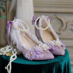 Purple Bow Flower Shoes