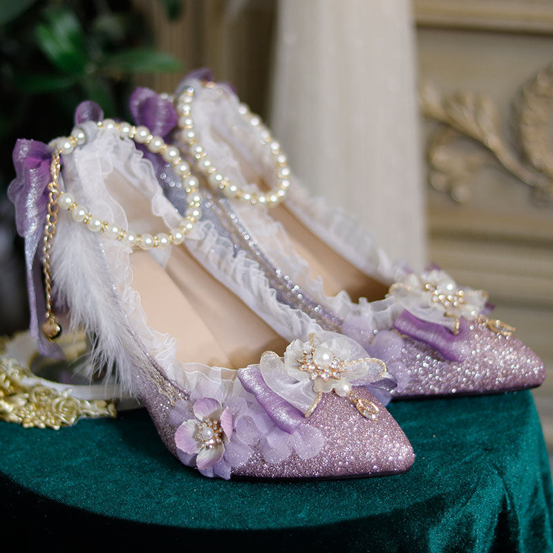 Purple Bow Flower Shoes