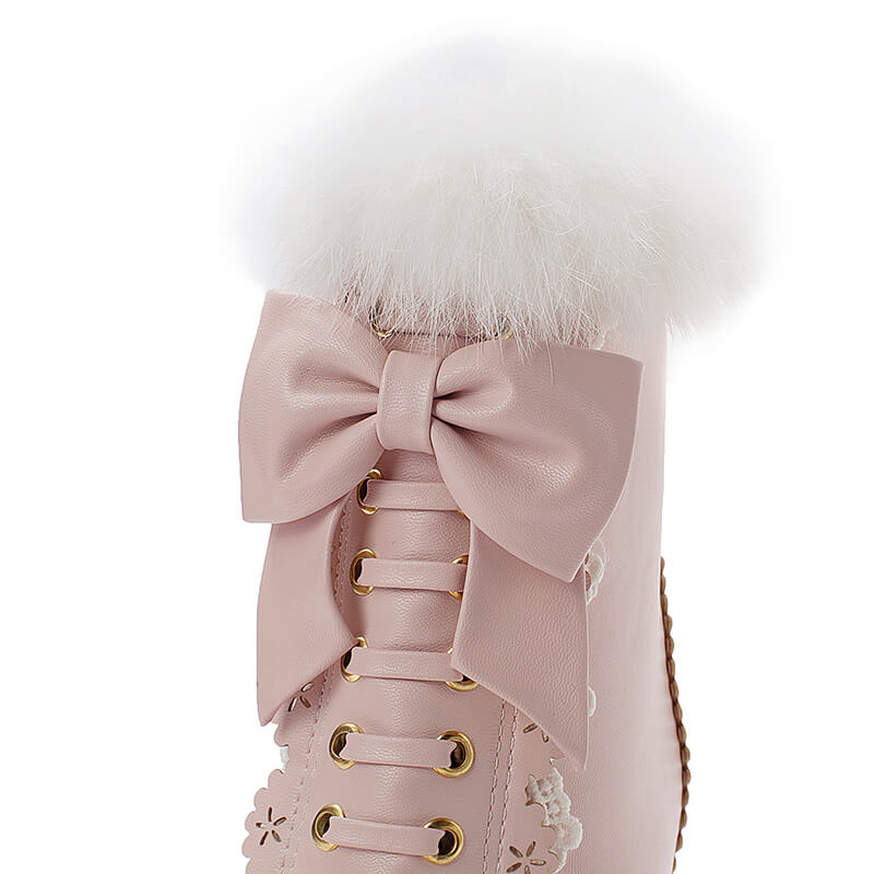 Rabbit Fur Lolita Kawaii Bow Boots