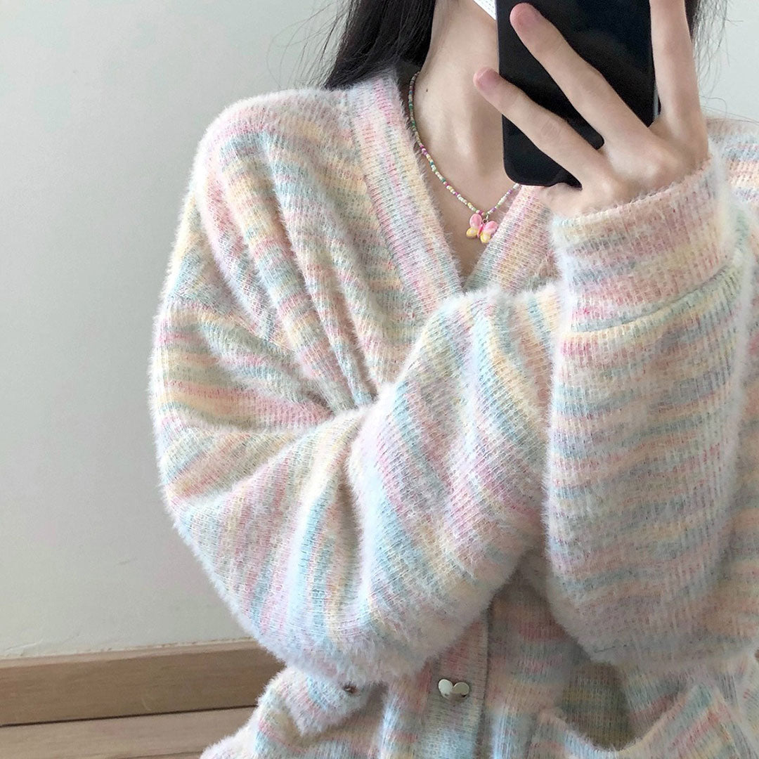 Rainbow Cardigan Pocket Coat