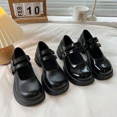 Retro Black Chunky Sole Japanese JK Shoes