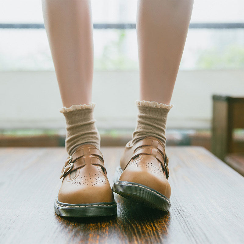 Retro Double Buckle Shoes
