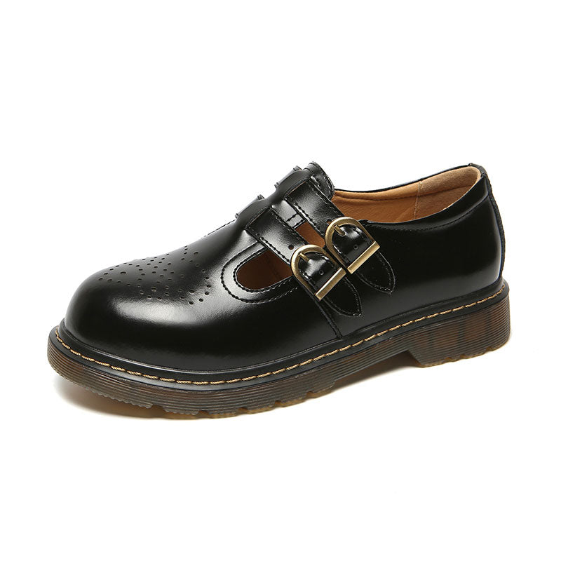 Retro Double Buckle Shoes