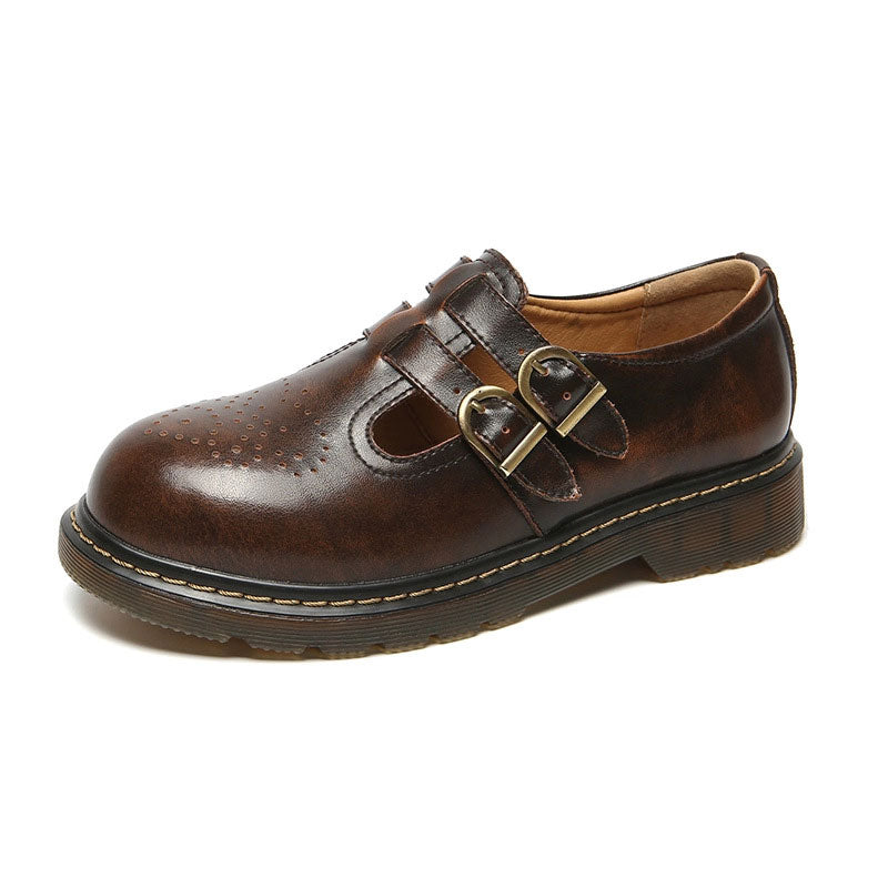 Retro Double Buckle Shoes