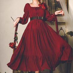 Retro Red Ruffle Dress