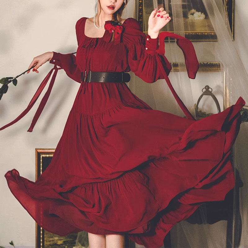 Retro Red Ruffle Dress