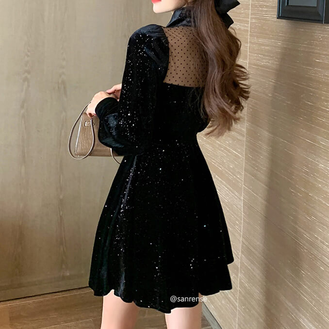 Retro Sparkling Velvet Dress