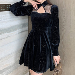 Retro Sparkling Velvet Dress