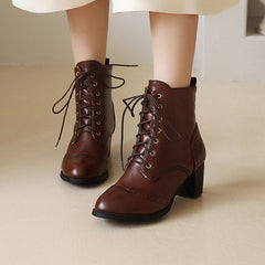 Retro Thick Heel Short Boots