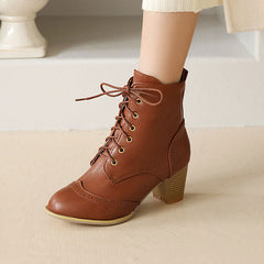 Retro Thick Heel Short Boots