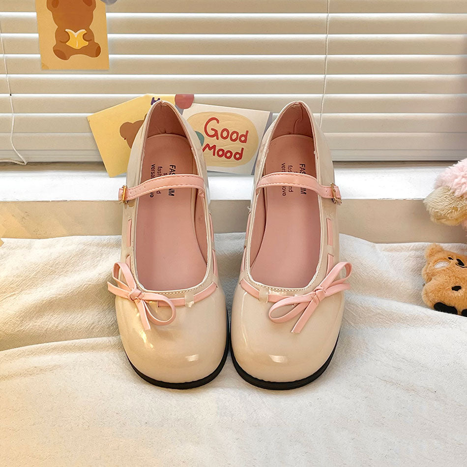 Round Toe Bow Kawaii Shoes