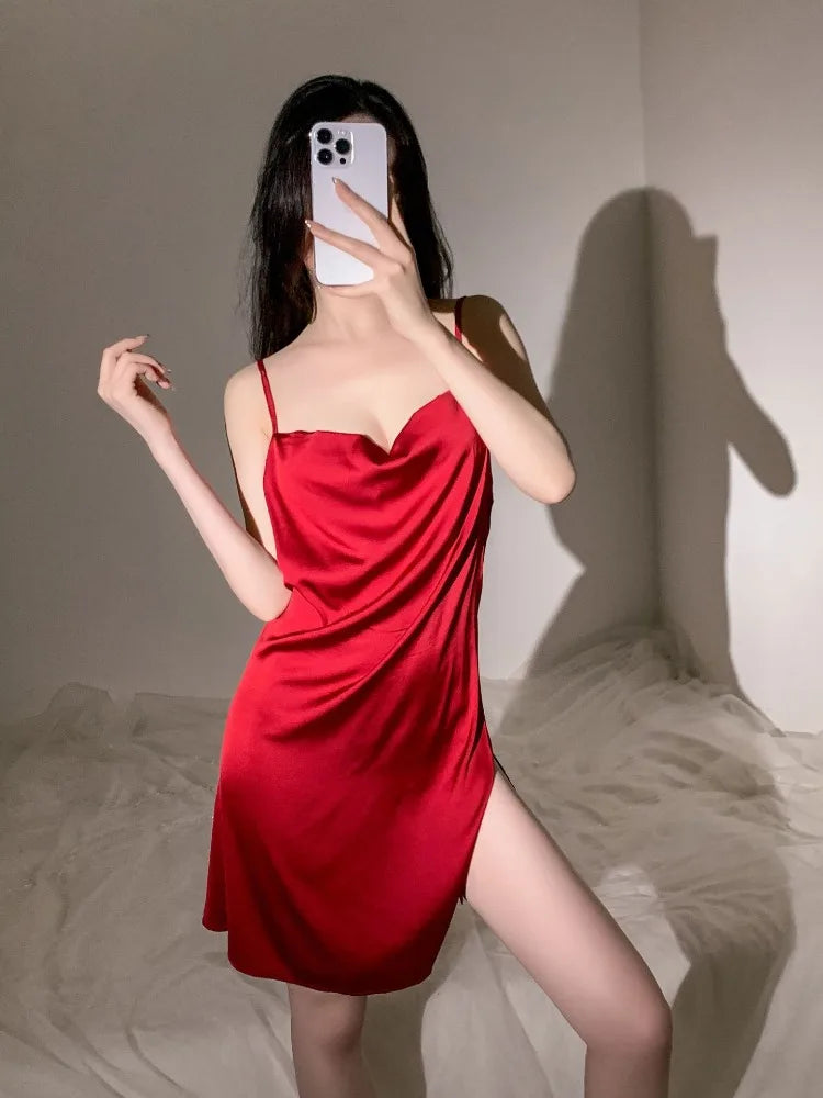 Lingerie Solid Color Pullover Sleeveless Hollow Slit European