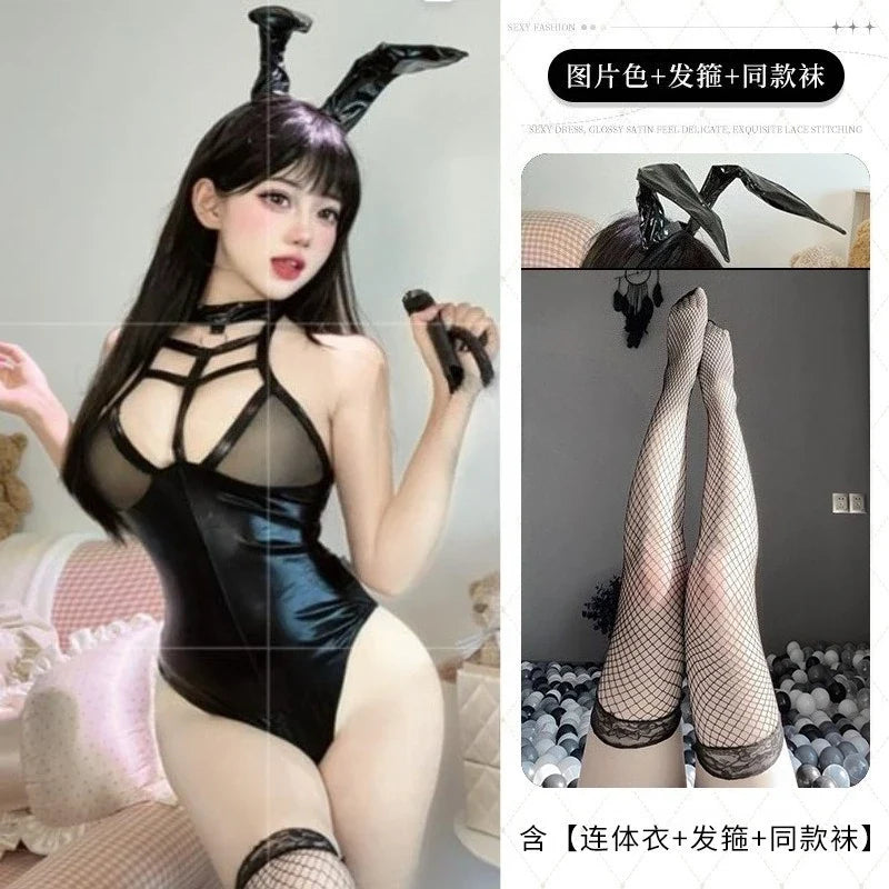 Porno Lingerie Bodysuit Hot Leather Jumpsuit Erotic Seductive Rabbit Role-playing Costumes Pajamas Underwear